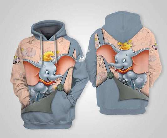 Disney Cartoon Fan Gift, Dumbo Elephant Disney All Over Print Hoodie Moonbestprint