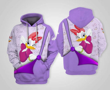 Disney Cartoon Characters Fan Gift, Purple Daisy Duck Disney All Over Print Hoodie Moonbestprint
