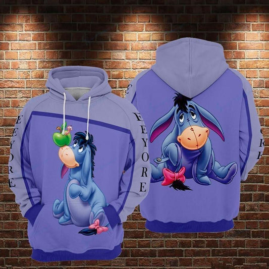 Eeyore Winnie The Pooh Disney, Cute Eeyore All Over Print Hoodie, Zip Hoodie Moonbestprint