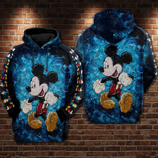 Mickey Evolution Blue, Mickey Mouse Disney All Over Print Hoodie Moonbestprint