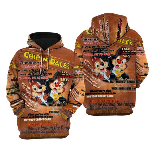Disney Cartoon Chip 'n' Dale, Disney Quotes All Over Print Hoodie, Zip Hoodie Moonbestprint