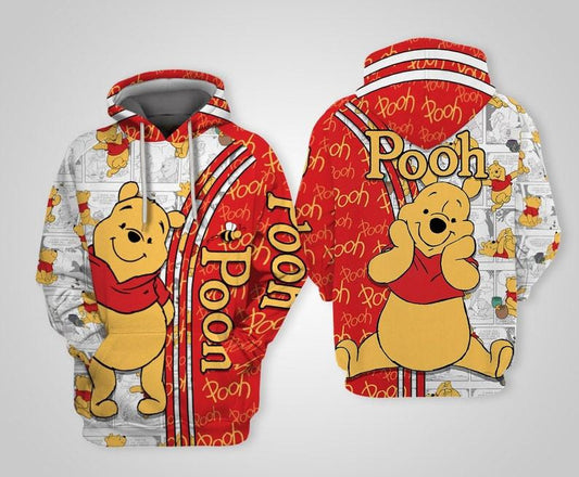 Winnie-the-pooh Disney Cartoon, Pooh Signature, Pooh Bear Comics Book Patterns All Over Print Hoodie, Zip Hoodie Moonbestprint