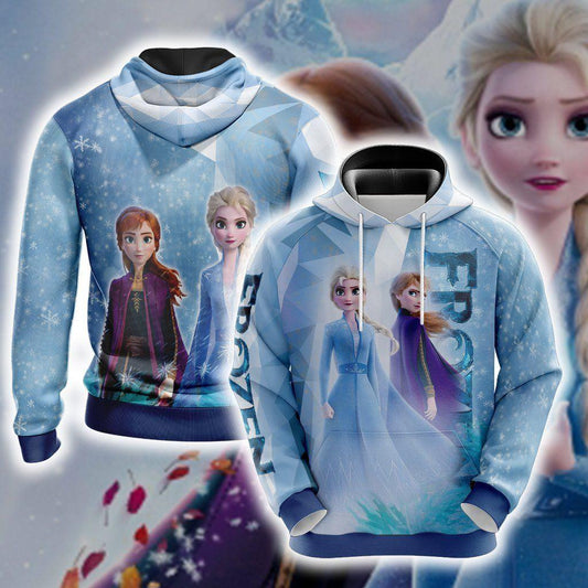 Frozen 2 Elsa &amp; Anna All Over Print Hoodie Moonbestprint