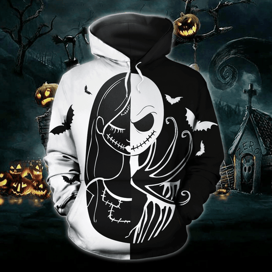 Jack Skellington And Sally Nightmare Before Christmas 3d Hoodie Zip Hoodie Moonbestprint