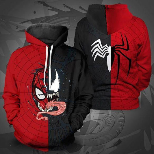 Venom And Spider Man Marvel Comics, Superhero Marvel Venom All Over Print Hoodie Moonbestprint