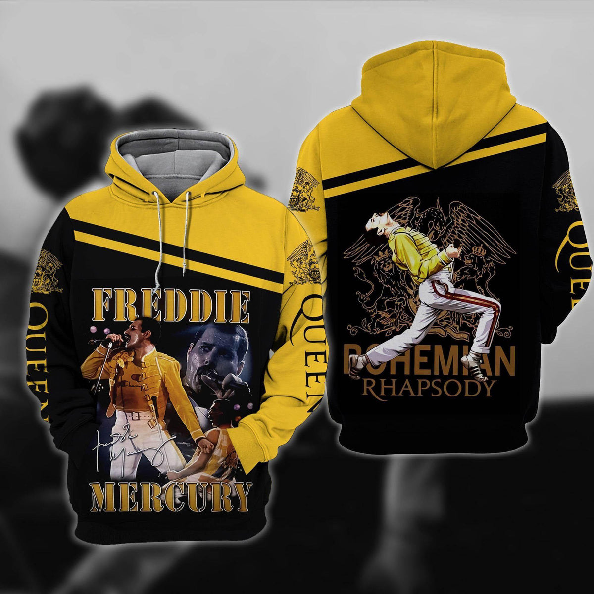 Freddie Mercury Singer Fan Gift, Freddie Mercury Signature All Over Print Hoodie Moonbestprint