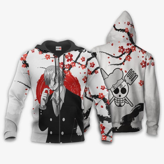 Vinsmoke Sanji Japan Cherry Blossoms One Piece Anime 1k484 Fan Gift Stylist Unisex Cartoon Graphic Outfits Aop 3d Hoodie, Zip Hoodie Moonbestprint