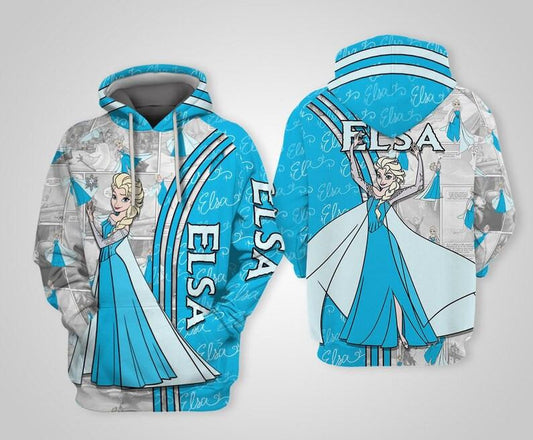 Disney Cartoon Frozen, Elsa Princess Frozen Signature All Over Print Hoodie, Zip Hoodie Moonbestprint