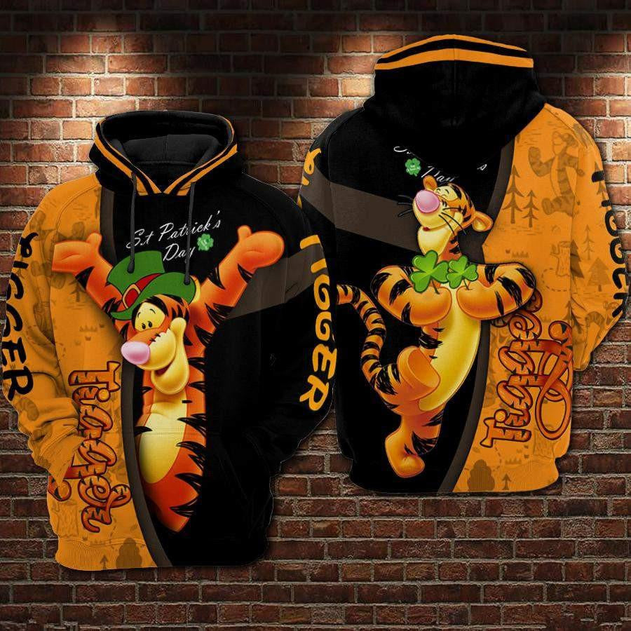 Disney Winnie The Pooh, Tigger St Patrick's Day Aop Hoodie, Zip Hoodie Moonbestprint