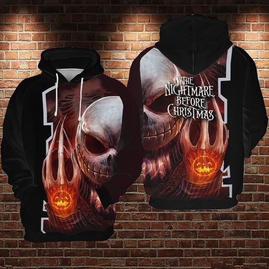 Nightmare Before Christmas Jack Skellington Pumpkin King Fire Ver5 Aop Hoodie Moonbestprint