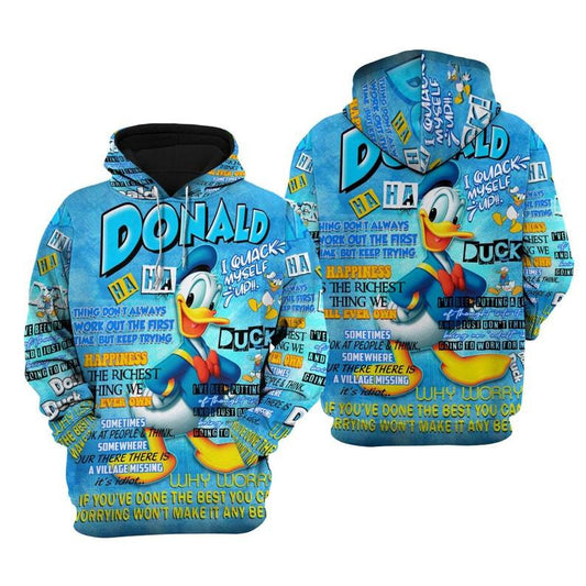 Donald Duck Disney Cartoon, Disney Quotes, Funny Donald Duck Punk Words Pattern All Over Print Hoodie, Zip Hoodie Moonbestprint