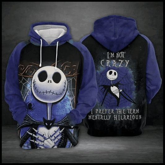 Jack Skellington, I'm Not Crazy! I Prefer The Term Mentally Hilarious Aop Hoodie Moonbestprint