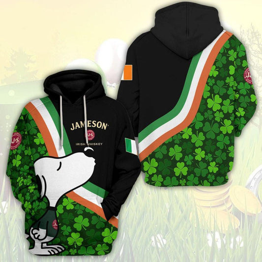 Jameson Irish Whiskey Snoopy Happy Patrick's Day All Over Print Hoodie Moonbestprint