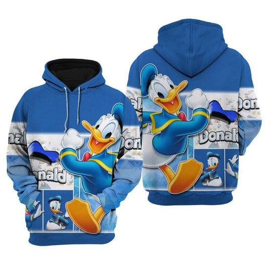 Blue Funny Donald Duck Disney Cartoon Fan Gift All Over Print Hoodie, Zip Hoodie Moonbestprint