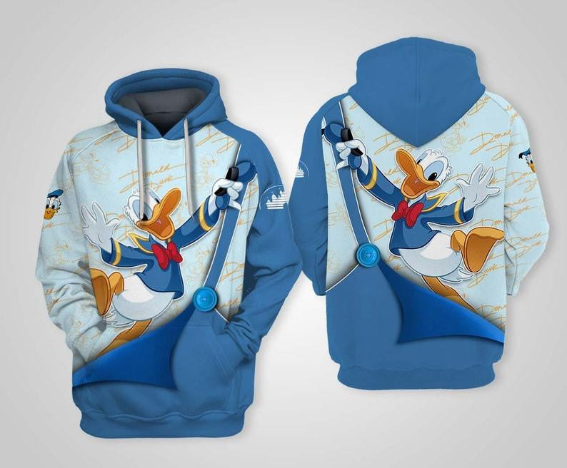 Disney Cartoon Characters Fan Gift, Funny Donald Duck Disney All Over Print Hoodie Moonbestprint