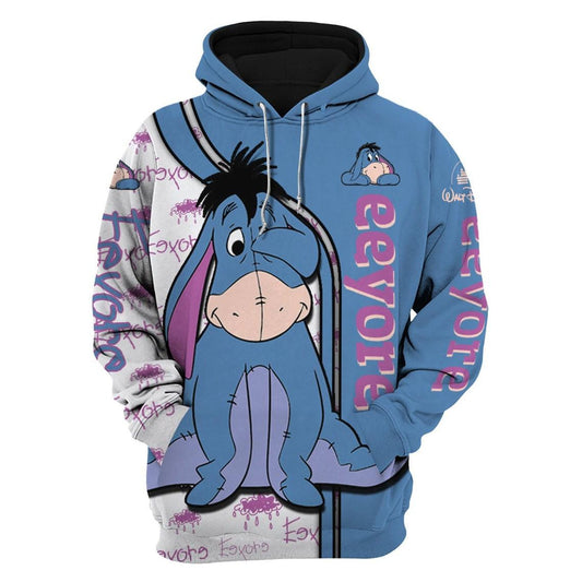 Eeyore Donkey Fan Gift, Eeyore Donkey Stylist Unisex Cartoon Graphic Outfits Gift Aop Hoodie, Zip Hoodie Moonbestprint