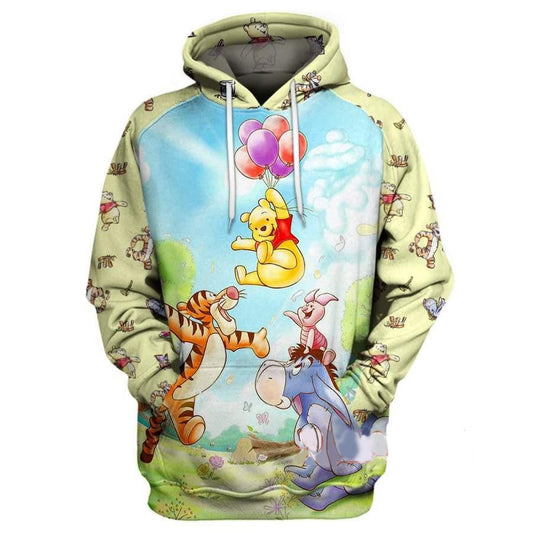 Winnie-the-pooh Disney Fan Gift, Pooh And Friends Tigger Eeyore Piglet Emoji Cartoon All Over Print Hoodie Moonbestprint