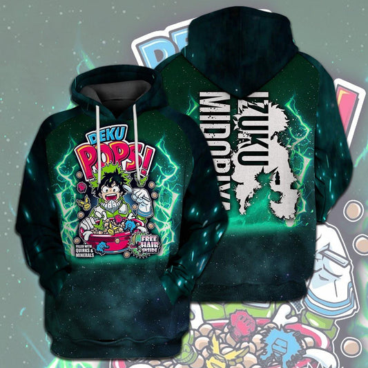 My Hero Academia Anime, Deku Pops Midoriya Izuku Cookies Green Galaxy All Over Print Hoodie 34 Moonbestprint