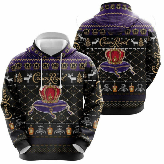 Crown Royal Whisky Wine Ugly Christmas All Over Print Hoodie 1271 Moonbestprint