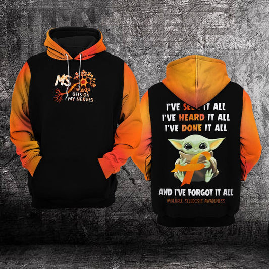 Baby Yoda Multiple Sclerosis Awareness I've Seen It All, I've Heard It All, I've Done It All All Over Print Hoodie Moonbestprint