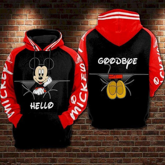 Mickey Mouse Disney, Cute Mickey Hello Goodbye Ver2 Aop Hoodie Moonbestprint