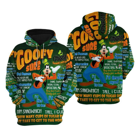 Goofy Dog Disney Cartoon, Disney Quotes, Goofy Dog Punk Words Pattern All Over Print Hoodie, Zip Hoodie Moonbestprint