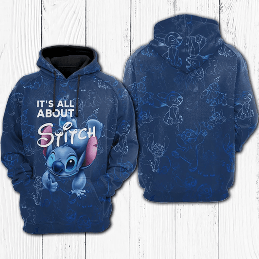 It's All About Stitch And Lilo Ohana 498 Fan Gift Stylist Unisex Cartoon Graphic Outfits Aop Hoodie Moonbestprint