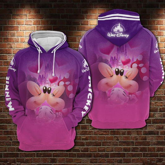Disney Minnie And Mickey Mouse Love, Mickey And Mininie Kiss Ver22 Aop Hoodie Moonbestprint