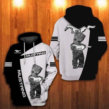 Baby Groot With Mustang 3d Hoodie Zip Hoodie Moonbestprint