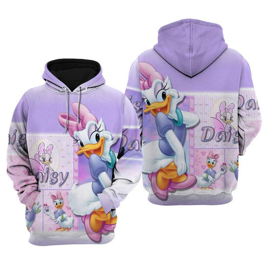 Disney Cute Daisy Duck, Disney Cartoon Fan Gift All Over Print Hoodie, Zip Hoodie Moonbestprint