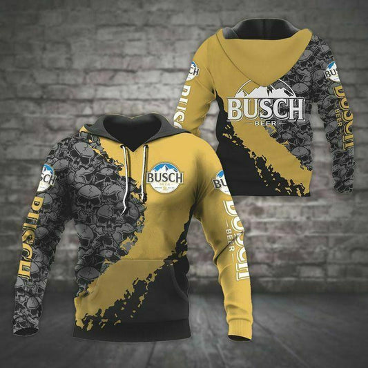 Busch Light Beer, Busch Light Beer Skull All Over Print Hoodie 12 Moonbestprint