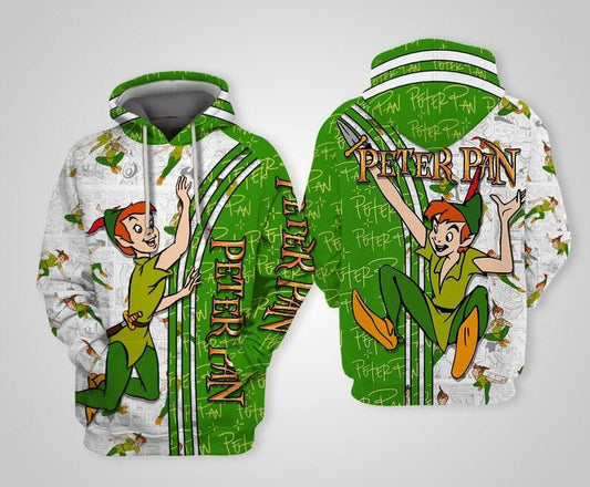 Peter Pan Disney Cartoon, Peter Pan Disney Fairies, Peter Pan Comics Book Patterns All Over Print Hoodie, Zip Hoodie Moonbestprint