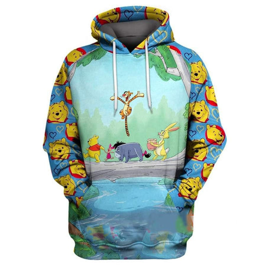Winnie-the-pooh Disney Fan Gift, Winnie-the-pooh Emoji Face And Friends Tigger Eeyore Piglet All Over Print Hoodie Moonbestprint