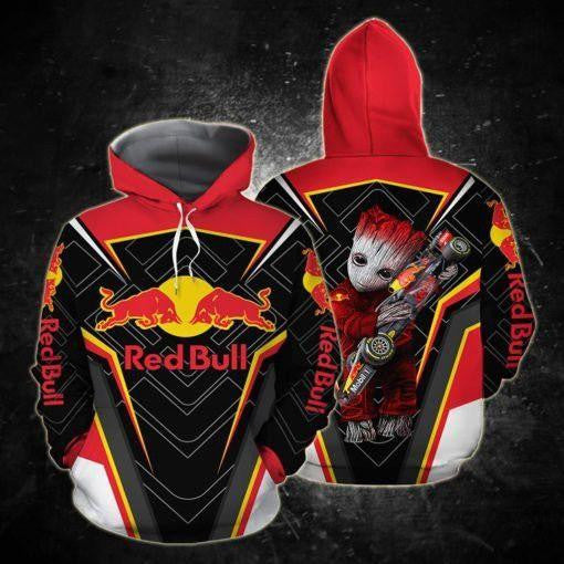 Baby Groot Hug Red Bull Logo Ver3 Aop Hoodie Moonbestprint