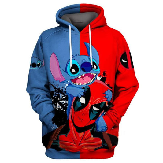 Stitch Disney Fan Gift, Deadpool Marvel Comics, Funny Stitch And Deadpool All Over Print Hoodie Moonbestprint