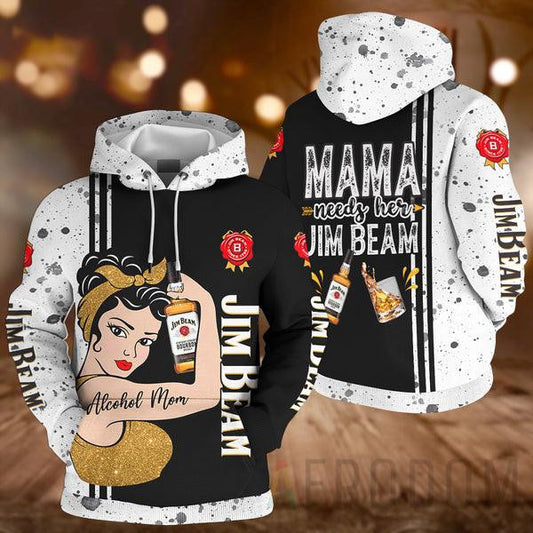 Alcohol Mom, Jim Beam Lover Gift, Mama Needs Her Jim Beam All Over Print Hoodie, Zip Hoodie 11 Moonbestprint