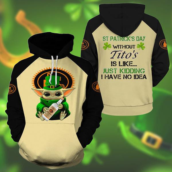 Yoda Tito's St Patrick Day Hoodie, Gift For Fan 3d All Over Print Shirt Hoodie Moonbestprint