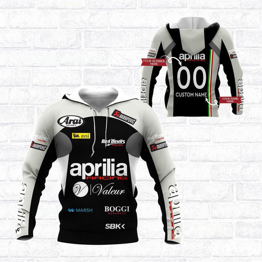 Custom Name &amp; Number Aprilia Racing Shirt Fan Gift 417, Stylist Unisex 3d Hoodie Zip Hoodie Moonbestprint