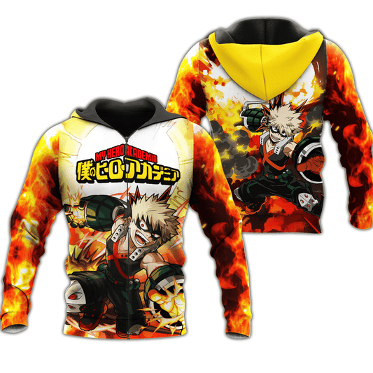 Katsuki Bakugou My Hero Academia Anime Manga For Men And Women 3d Hoodie Zip Hoodie Moonbestprint