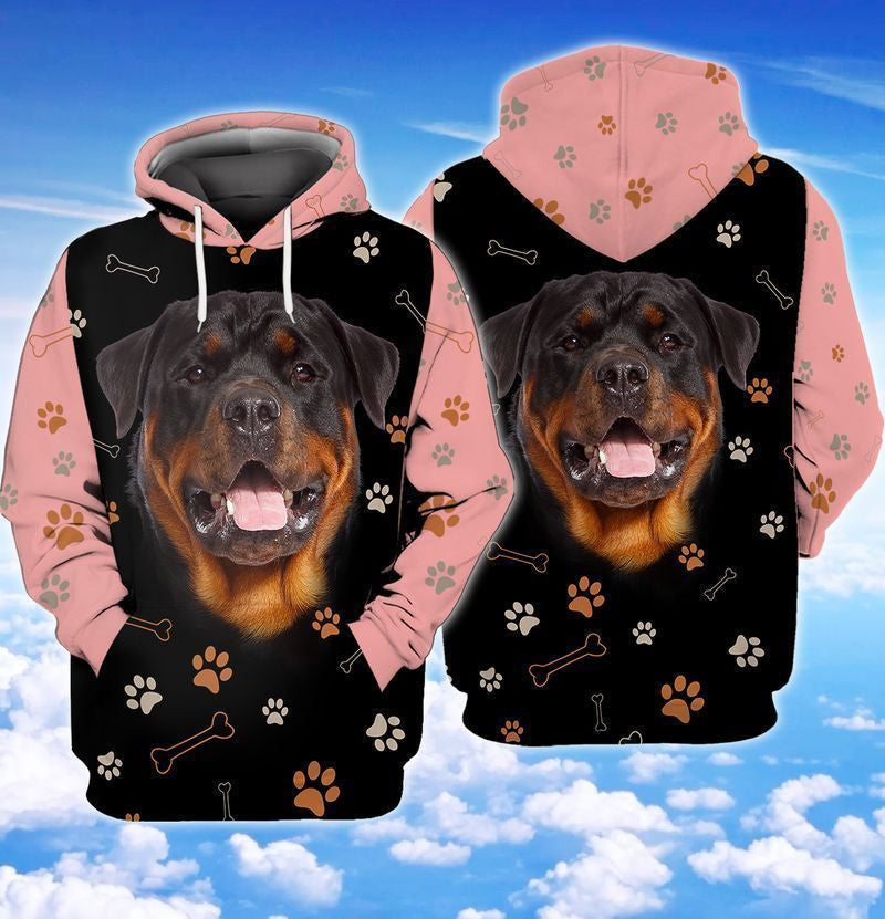 Pink Rottweiler Dog For Men And Women 3d Hoodie Zip Hoodie Moonbestprint