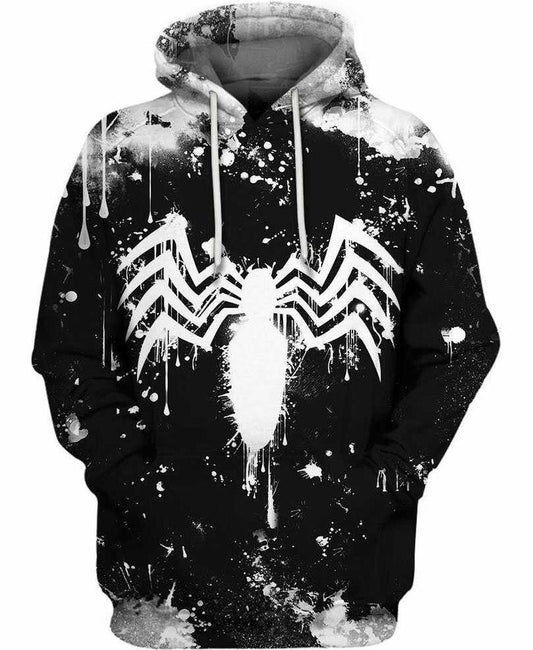 Spider Man Hoodie Spider Man Symbol Black White 3d Hoodie Zip Hoodie Moonbestprint