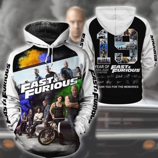 Fast And Furious 19 Years Of 2001 2020 Thank You For The Memories Men 3d Hoodie Moonbestprint
