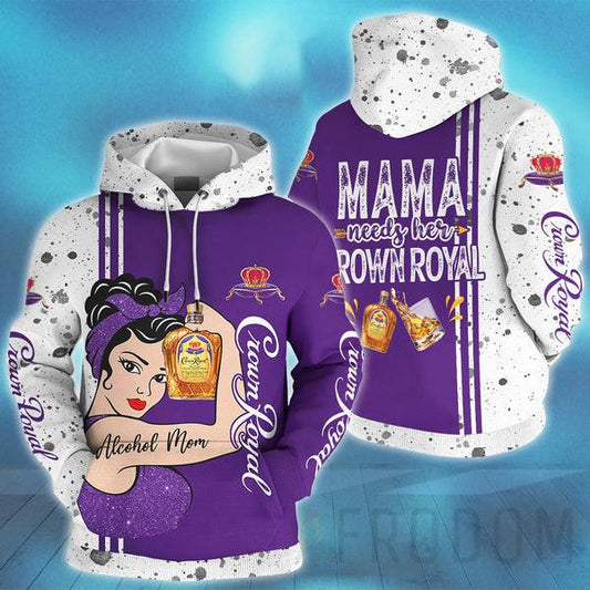 Alcohol Mom, Mama Needs Her Crown Royal, Mother's Day Gift All Over Print Hoodie, Zip Hoodie 20 Moonbestprint