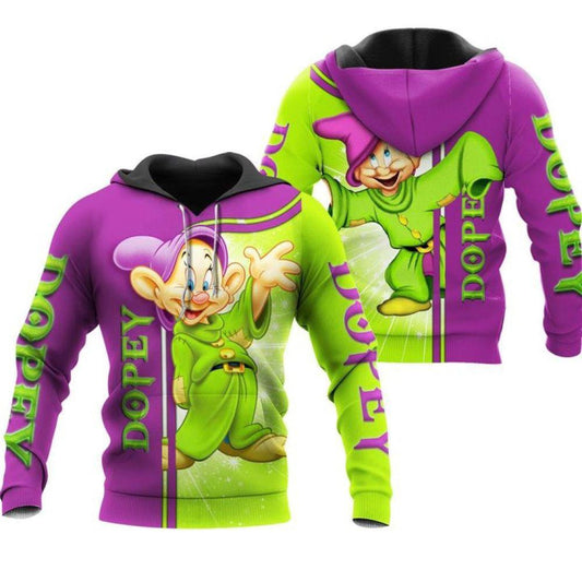 Funny Dopey Dwarf Fan Gift, Dopey Dwarf Snow White All Over Print Hoodie Moonbestprint