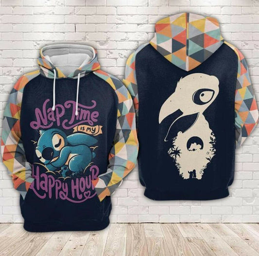 Disney Nap Time Is My Happy Hour Stitch Silhouette 3d Hoodie Zip Hoodie Moonbestprint