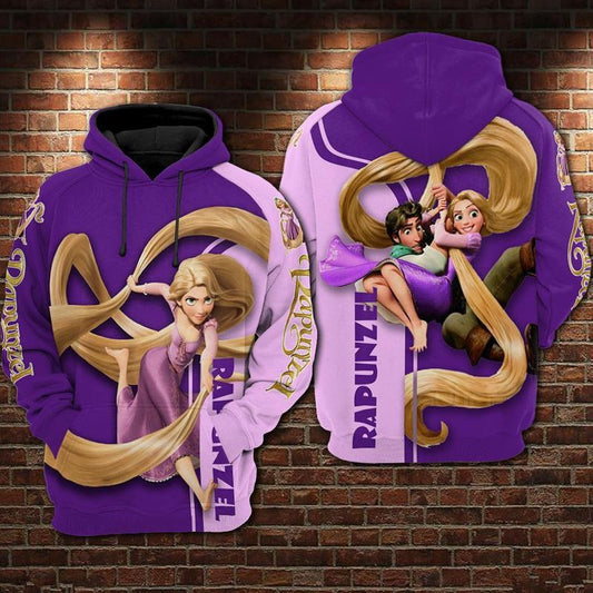 Rapunzel And Flynn Rider Tangled Over Print 3d Hoodie Zip Hoodie Moonbestprint