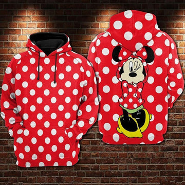 Polka Dot I Love Minnie Over Print 3d Hoodie Zip Hoodie Moonbestprint