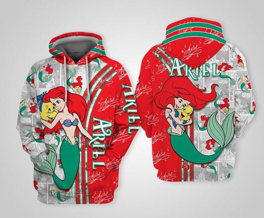 The Little Mermaid Disney Cartoon, Ariel Princess Comics Book Patterns All Over Print Hoodie, Zip Hoodie Moonbestprint