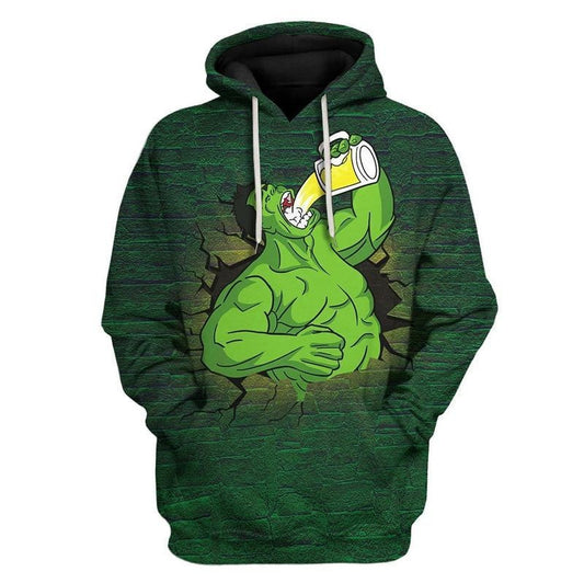 St Patrick Day Hulk Drinks Beer Over Print 3d Hoodie Zip Hoodie Moonbestprint