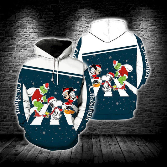 Grinch Snoopy Mickey Mouse Christmas, The Abbey Road Disney Aop Hoodie Moonbestprint